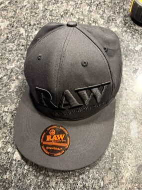 RAW Black Snapback Hat with Red Logo and secret ziplock compartment and poker